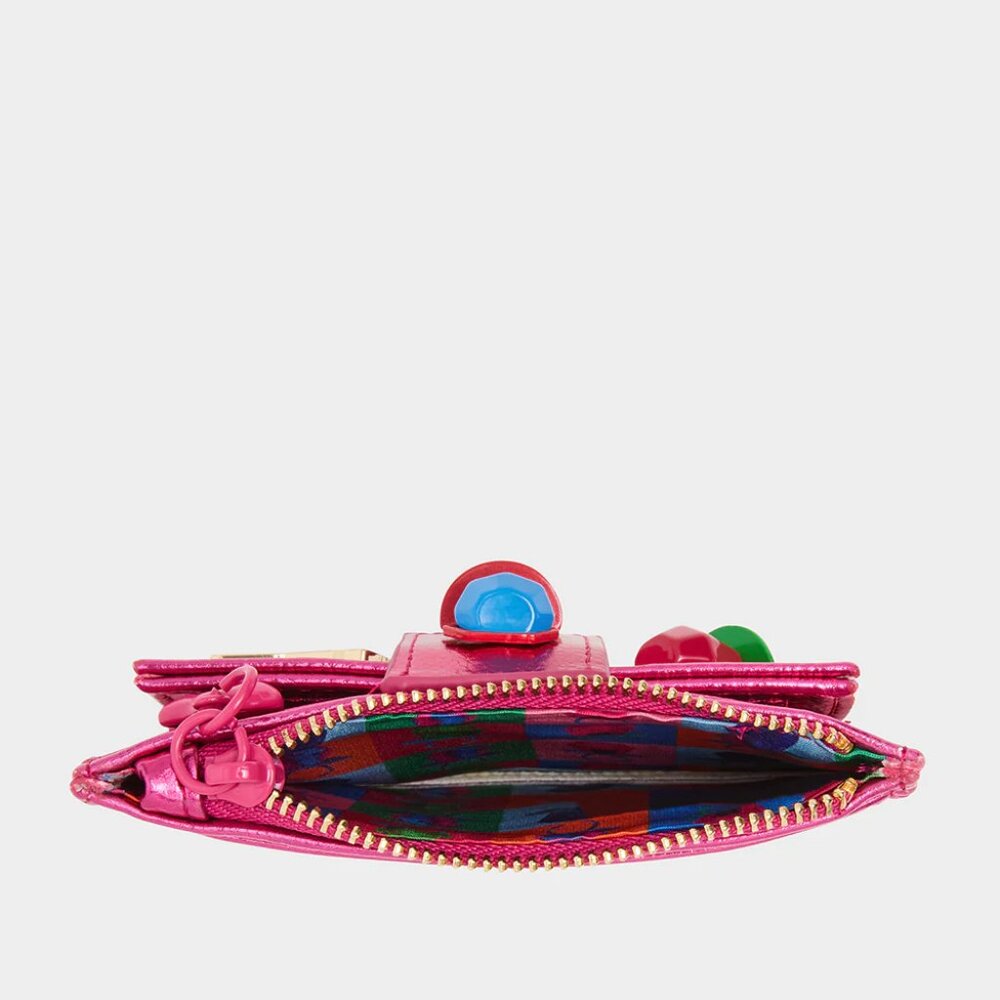 Betsey Johnson Kitsch Ring Pop Through Lick & Thin Bifold Wallet Fuchsia NWT - Picture 5 of 8